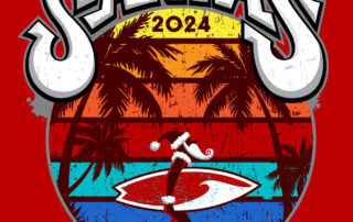 Unveiling the 2024 Surfing Santas T-Shirt Design