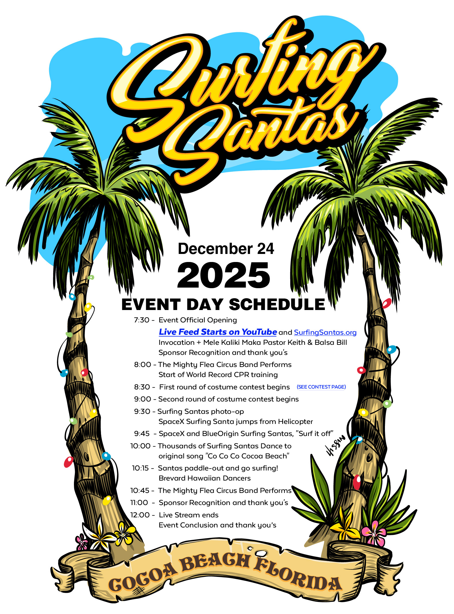 2025 Surfing Santas Schedule