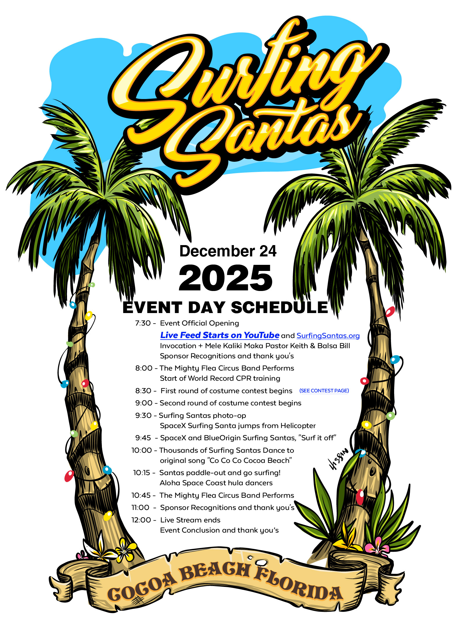 2025 Surfing Santas Schedule